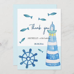 Lighthouse Beach Waterverf Handbeschilderd Bedankkaart