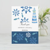 Lighthouse Beach Waterverf Handbeschilderd Bedankkaart (Staand voorkant)