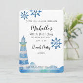 Lighthouse Beach Waterverf Handbeschilderd Kaart (Staand voorkant)