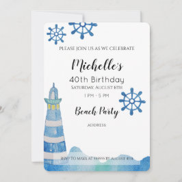 Lighthouse Beach Waterverf Handbeschilderd Kaart