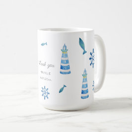 Lighthouse Beach Waterverf Handbeschilderd Koffiemok