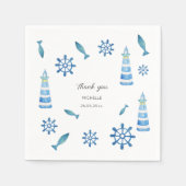 Lighthouse Beach Waterverf Handbeschilderd Servet (Voorkant)