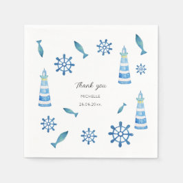 Lighthouse Beach Waterverf Handbeschilderd Servet