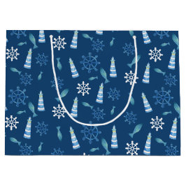 Lighthouse Beach Waterverf Handgeschilderd Outdoor Groot Cadeauzakje