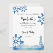 Lighthouse Beach Waterverf Handgeschilderde uitnod Kaart (Voorkant)