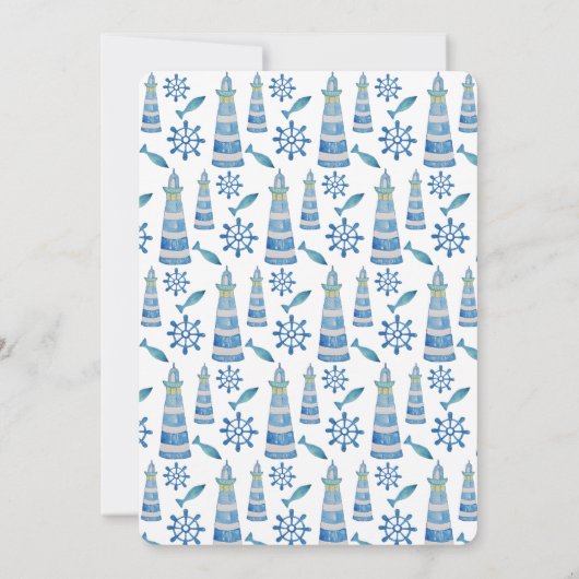 Lighthouse Beach Waterverf Handgeschilderde uitnod Kaart (Achterkant)