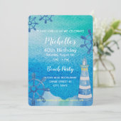 Lighthouse Beach Waterverf Handgeschilderde uitnod Kaart (Staand voorkant)