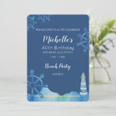 Lighthouse Beach Waterverf Handgeschilderde uitnod Kaart (Staand voorkant)