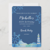 Lighthouse Beach Waterverf Handgeschilderde uitnod Kaart (Voorkant)