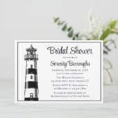 Lighthouse Beach Zwart Nautisch Vrijgezellenfeest Kaart (Staand voorkant)