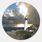 Lighthouse Beacon Ronde Sticker (Voorkant)