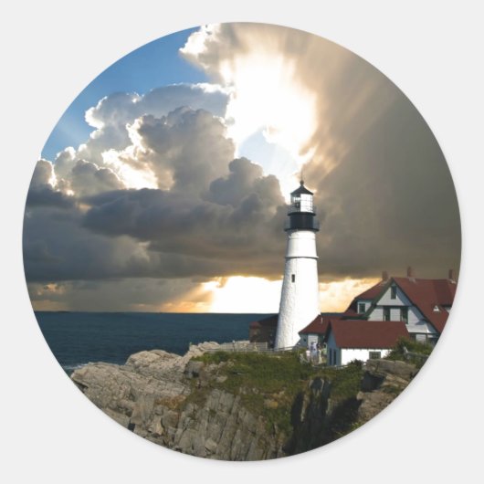 Lighthouse Beacon Ronde Sticker (Voorkant)