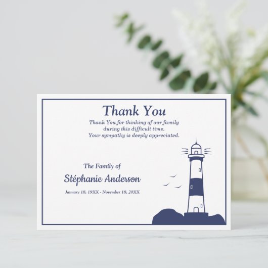 Lighthouse begrafenis dank u nota Kaart (Staand voorkant)