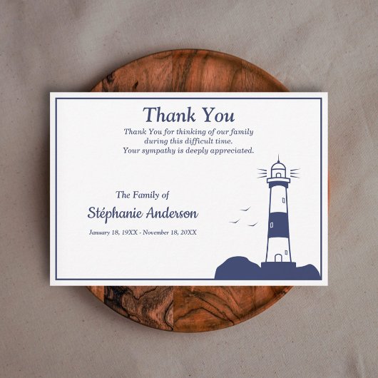 Lighthouse begrafenis dank u nota Kaart