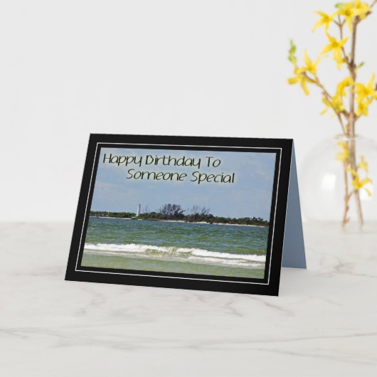 Lighthouse Birthday Kaart (Gele Bloem)