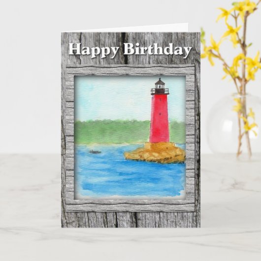 Lighthouse Birthday Kaart (Gele Bloem)