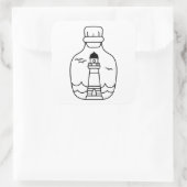 Lighthouse, Black and White Nautical Design 3x3 Vierkante Sticker (Tas)