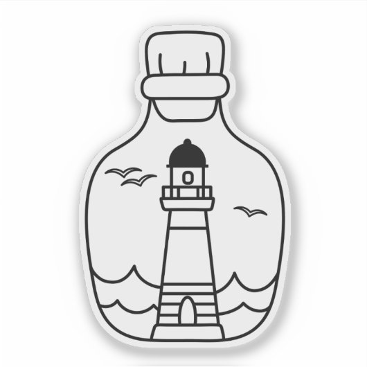 Lighthouse Black and White Nautical Sticker (Voorkant)