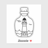 Lighthouse Black and White Nautical Sticker (Vel)