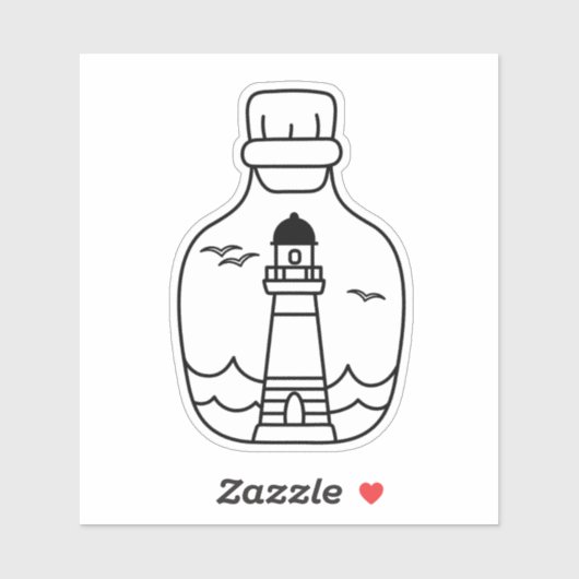 Lighthouse Black and White Nautical Sticker (Vel)