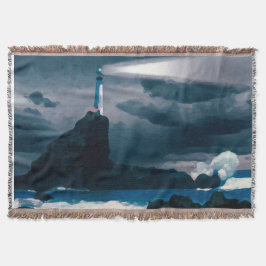 Lighthouse blue blanket deken