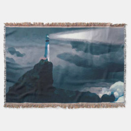 Lighthouse blue blanket deken