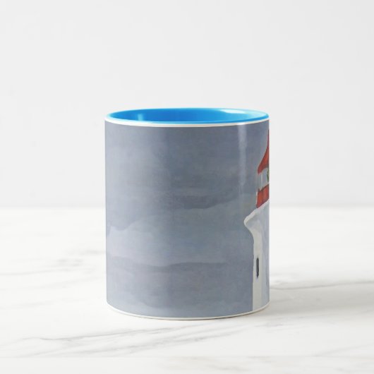 Lighthouse blue iphone tweekleurige koffiemok (Center)