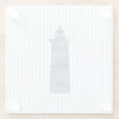 Lighthouse Blue Stripe Beach Decor Glass Onderzett Glazen Onderzetter (Achterkant)