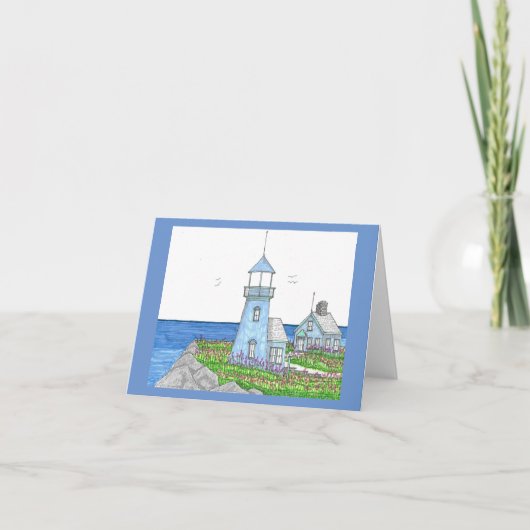 Lighthouse Blues; gevouwen Note Kaart; donkerblauw Kaart (Voorkant)