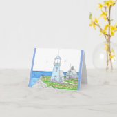 Lighthouse Blues; gevouwen notitie Kaart (Gele Bloem)