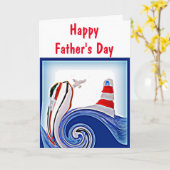 Lighthouse Boot Nautilus Schilderij Vaderdag Kaart (Gele Bloem)