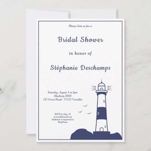 Lighthouse Bridal Shower Uitnodiging (Voorkant)