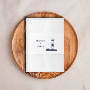 Lighthouse bruiloft uitnodiging buik band uitnodigingen wikkel