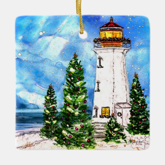 Lighthouse Ceramic Tree Ornament (Voorkant)