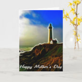 Lighthouse Cliff Edge Moederdag Kaart (Gele Bloem)