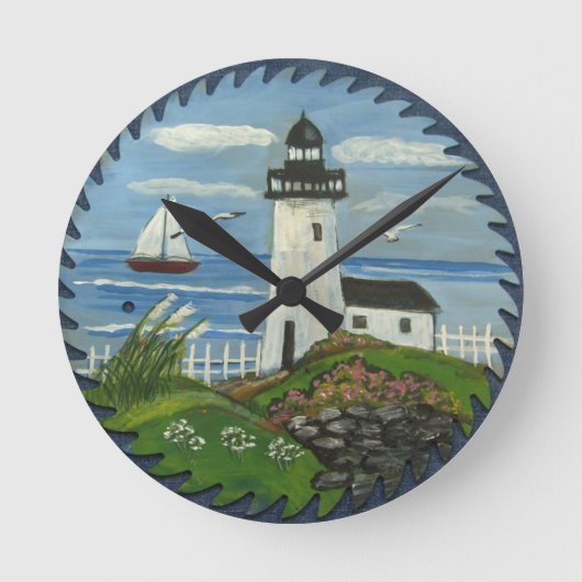 LIGHTHOUSE CLOCK PRIMITIVE DESIGN RONDE KLOK (Voorkant)