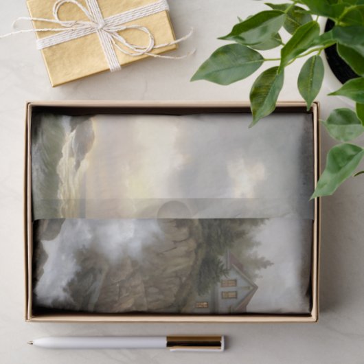 Lighthouse Cottage on Cliff Decoupage Tissuepapier (Geschenk)