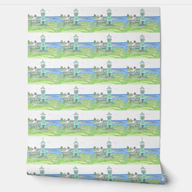 Lighthouse Cyan Behang (Afrollen)