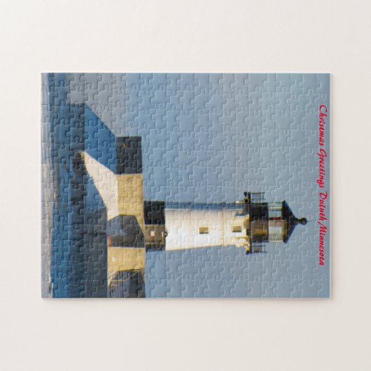 Lighthouse Duluth Minnesota.kerstgroeten Legpuzzel (Horizontaal)