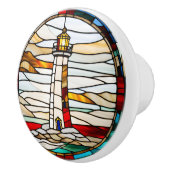 Lighthouse Faux Glas in lood Keramische Knop (Rechts)