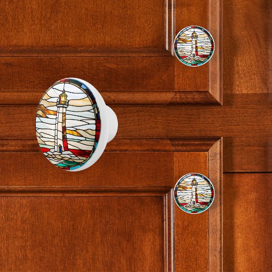 Lighthouse Faux Glas in lood Keramische Knop