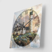 Lighthouse Fine Art Roman Numeral Vierkante Klok (Hoek)