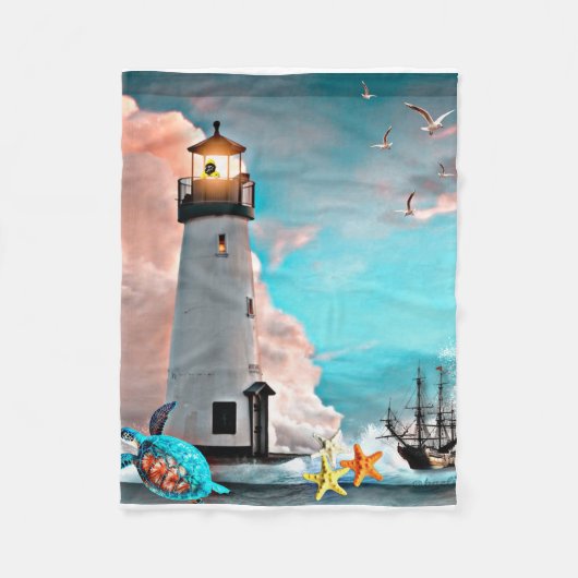lighthouse fleece deken (Voorkant)