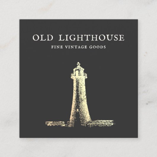 Lighthouse Gold Etching Square Visitekaartje (Voorkant)