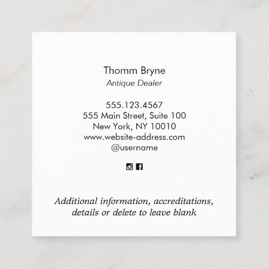 Lighthouse Gold Etching Square Visitekaartje (Achterkant)