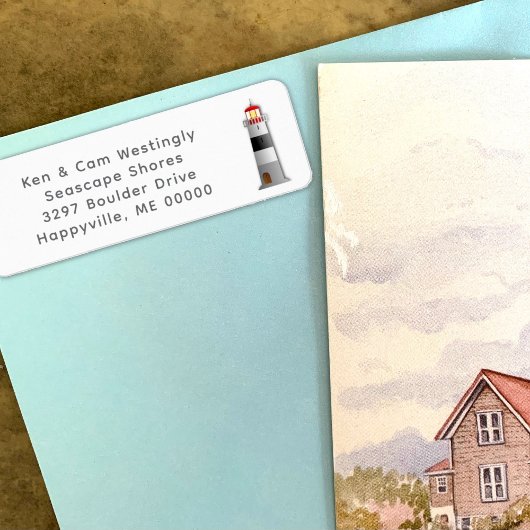 Lighthouse Grijs Gedrukte Retouradreslabels Etiket