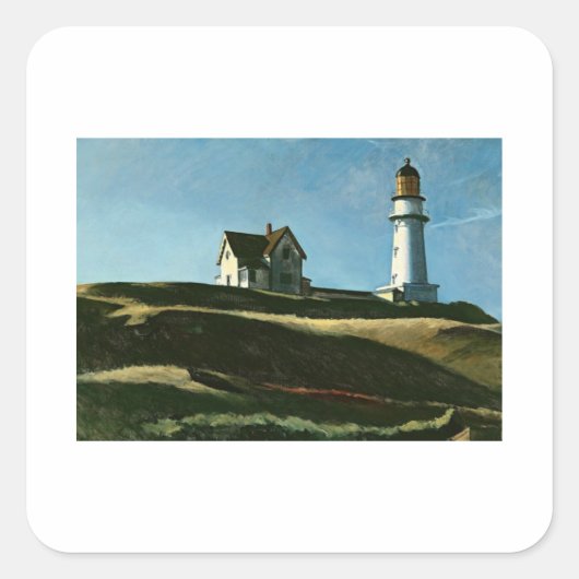 Lighthouse Hill - Edward Hopper Vierkante Sticker (Voorkant)
