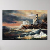 Lighthouse in evening glow poster (Voorkant)