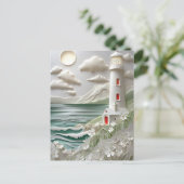 Lighthouse kustlandschap Papercut stijl Briefkaart (Staand voorkant)