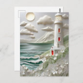 Lighthouse kustlandschap Papercut stijl Briefkaart (Voorkant / Achterkant)